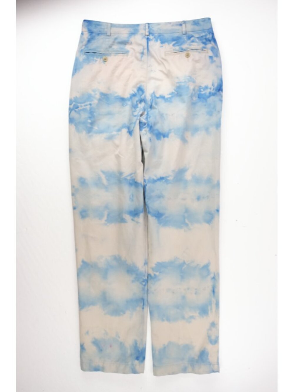 Vintage Lands End Chino Pants Mens 32x32 Blue Relaxed Fit Chino Custom Tie Dye - Picture 2 of 7